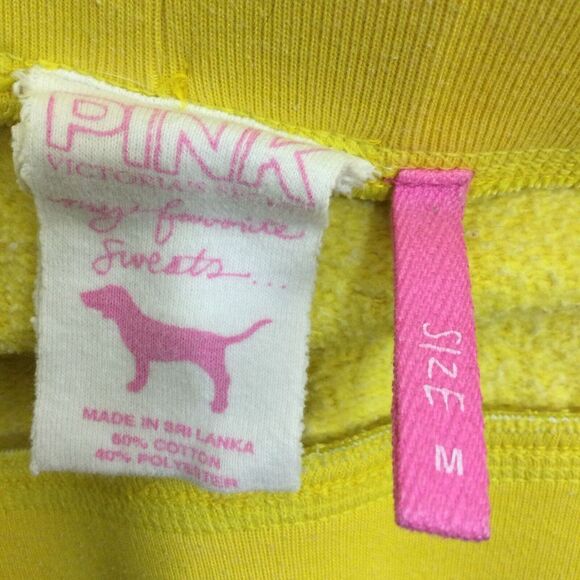 Victoria Secret Womens Love PINK Sweat Cropped Pants Yellow Size Medium - Picture 7 of 8